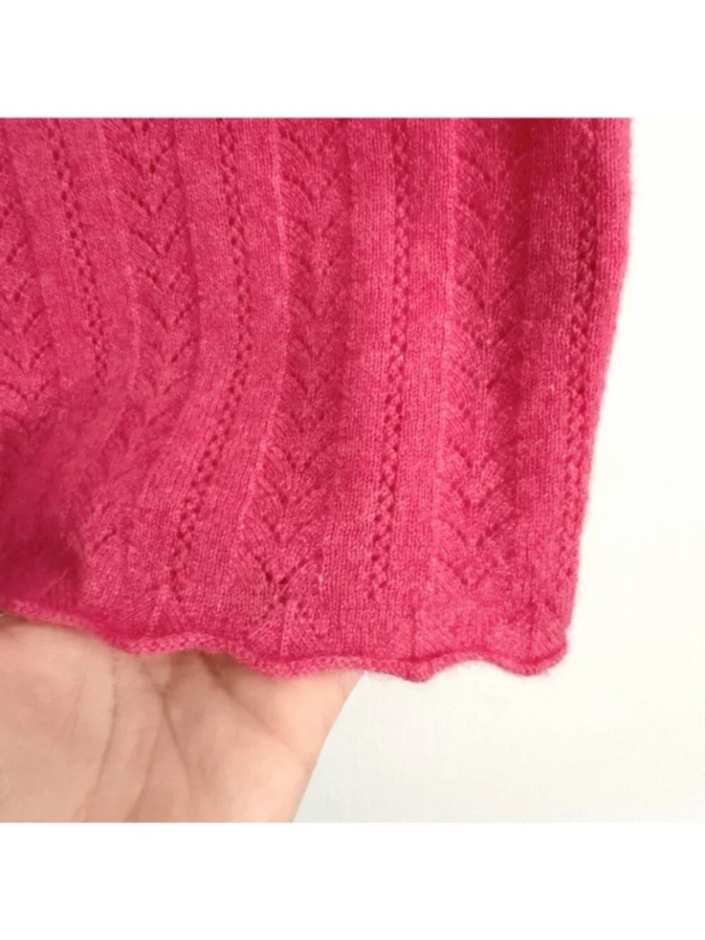 Free People Pink Hera Cashmere Pointelle Sweater Crop Top Women’s Size Small